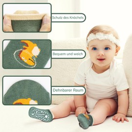 HYCLES Baby Non-Slip Ankle Socks with Grip 6 Pairs for Boys Girls Toddler Non-Slip Cute Cartoon Animal Socks 0-5 Years, 04#Bird
