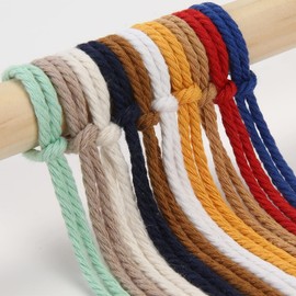 GOHOF Macrame Cord 3mm x 100m Premium Cotton Macrame Rope, 4 Strand Twisted Soft Cotton Cord, One of The Most Perfect Materials for Macrame Art, Cotton String Without Chemicals (Denim)