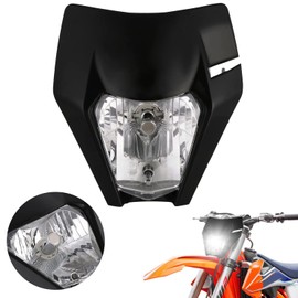 AnXin Dirt Bike LED Headlight,Motorcycle Head Light Kit Universal for EXC SXS SX EXC XC XCF XCW XCFW SXF SMR MX EGS 50 85 125 150 250 300 350 450 500 525 Enduro Supermoto Black