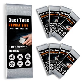 8 Pack Mini Duct Tape – Travel Size 1.77 inch x 5 inch Flat Rolls, Compact & Pocket-Sized, Heavy Duty, Waterproof, Tear by Hand – Great for Emergency Repairs, Outdoor EDC, Camping, DIY (Silver)