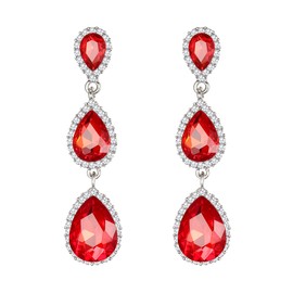 Clearine Ladies Beautiful Small to Large Triple Teardrop Crystal Dangle Stud Earrings, Crystal, No Gemstone
