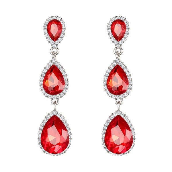 Clearine Ladies Beautiful Small to Large Triple Teardrop Crystal Dangle
