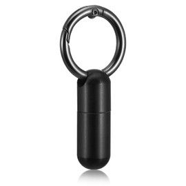 Ptwola Mini Metal Pill Box with Keyring, Waterproof, Portable Pill Box, Travel Pill Organiser for Outdoor, Camping (Black)
