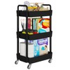 Laiensia 3-Tier Storage Carts,Multifunction Utility Rolling Cart Kitchen Storage Organizer,Mobile
