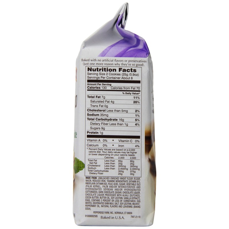 Pepperidge Farm Milano Cookies, Mint, 7 Ounce (Pack of 12)