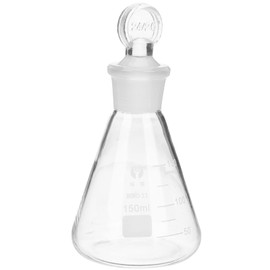iplusmile Glass Erlenmeyer Flask 150ml, Graduated Borosilicate Conical Flask Glass Beakers with Glass Stopper for Experiment Chemistry Tool