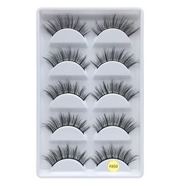 Wispy Lashes False Eyelashes Natural Look Short Fluffy Faux Mink Eyelashes Wispies Ripple Strip Lashes Pack, 5 Pairs (F850-11-14mm)