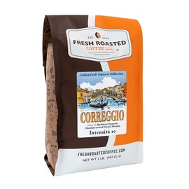 Fresh Roasted Coffee, Correggio Italian Craft Artisan Blend, 2 lb (32 oz), Medium Roast, Kosher, Whole Bean