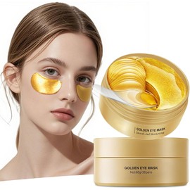 Másca para los Ojos, 60 Pcs Parches Ojos, Parches Ojeras 24k, Colageno Contorno, Eliminar, Bolsas y Ojeras, Patas de Gallo e Hinchazón, Hidratante Contorno de Antiarrugas