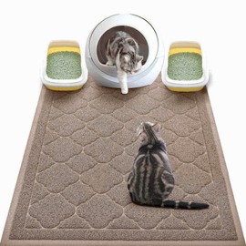 WePet Cat Litter Box Mat, Kitty Premium PVC Pad, Durable Trapping Rug, Phthalate Free, Urine-Resistant, Scatter Control, XXL 47 x 36 Inch, Champagne