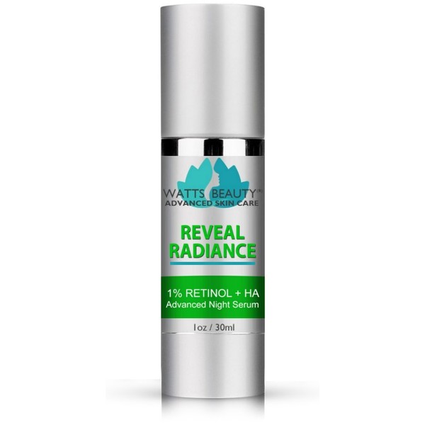 Watts Beauty Reveal Radiance Anti Aging Retinol Serum with Hyaluronic Acid and Jojoba Oil - An Anti Wrinkle Retinol Face Moisturizer to Reveal and Maintain Your Radiant, More Youthful Appearance (1oz)
