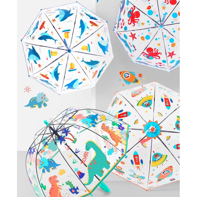 Chesoon Blue Umbrella for Boys with Smooth Plastic Handle Windproof