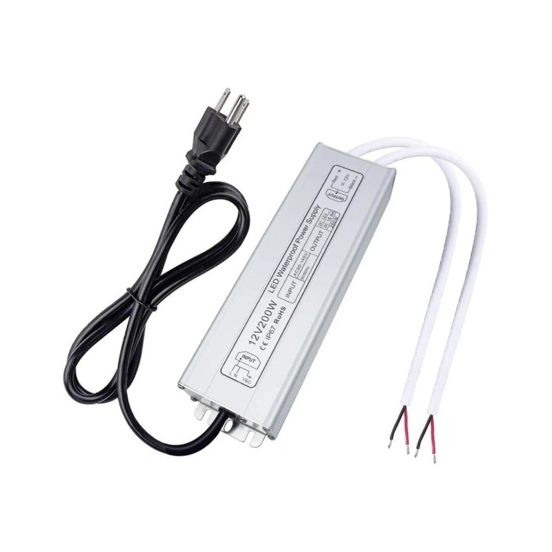 DC LED Power Supply, 200W IP67 Waterproof Outdoor Driver,AC 90-140V