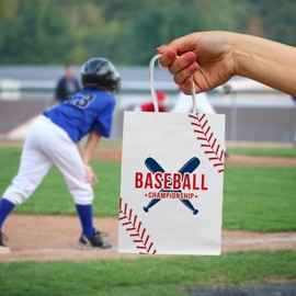 YHNTGB 12 PCS Baseball favor bags with handles Baseball theme party candy bag Baseball snack bags, for giving out birthday party favors and sports game party theme small gifts 2 types