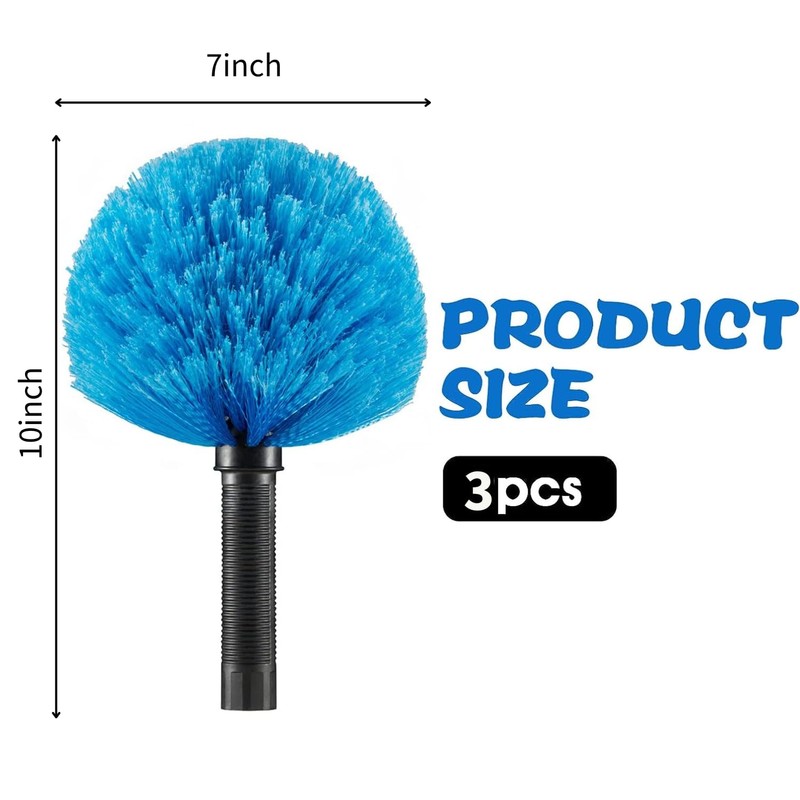 3 Pack Screw on Webster Cobweb Duster Head for Pole,Spider