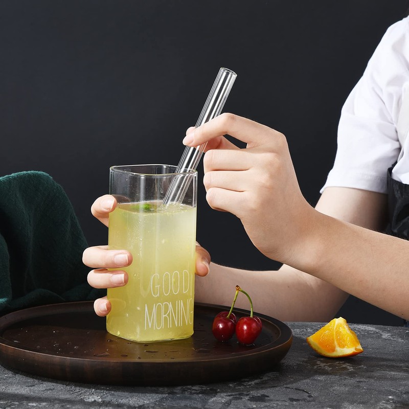 ALINK Reusable Glass Boba Straws, 14mm Extra Wide Clear Smoothie