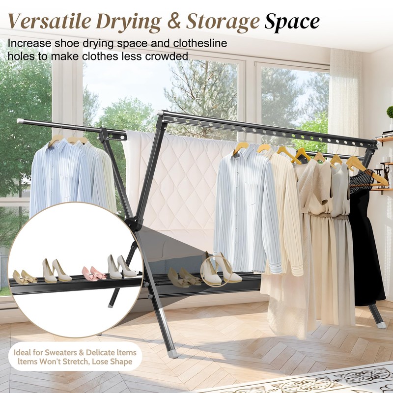 SERdeerCH 54-90.5 Inches Clothes Drying Rack,Foldable Laundry Clothes Drying Rack,