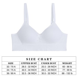 EDS Service Teen Girls Bra, Wire Free Cotton Training Bra for Kids, Young Girls Sports Crop Top Bra with Adjustable Strap for Women 12-18 Years Pack of 3