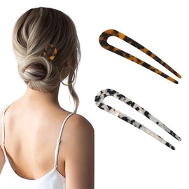 Pack of 2 French Hair Pins, U-shaped Hairpins, Styling Hair Accessories for Women and Girls for All Hair Types (A)