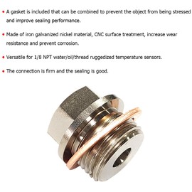 JNNJ Water Temperature Sensor Fitting with Gasket, Sensor Sleeve Adapter M18 X 1.5 to 1/8NPT Iron Thread, Gas Exhaust Water Oil Temperature Sensor Connector Fitting Accessories, For Oil Sensors