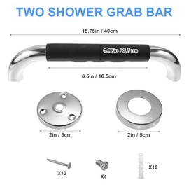 2 Pack Grab Bar Rail 16Inch Anti-Slip Bathroom Shower Grab Bars Stainless Steel Safety Handicap Handle for Seniors Elderly Wall Bath Bathtub Toilet Rail