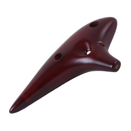 Mulucky Ocarina 12 Hole Alto C Smokey Straw Fired Ceramic Ocarina with Song Book for Beginners, (Red Brown)