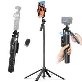 K&F CONCEPT 5.9 ft (177 cm) Selfie Stick, Smartphone, 4 Legs, Gimbal Handle Included, Anti-Shake, Quad Stabilizing Model