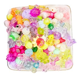 500~700pcs Acrylic Assorted Beads, BetterJonny Cute Beads Mix Color Pastel Beads Flower Heart Butterfly Candy Beads Plastic Beads Bulk for Bracelets Jewelry Making DIY Crafts Necklaces
