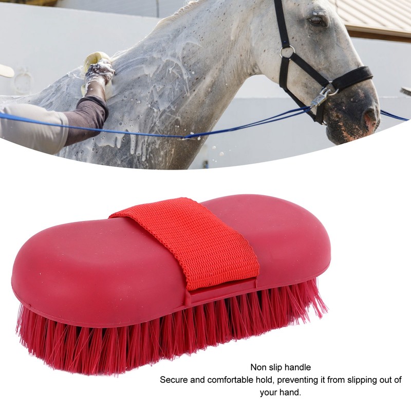 Horse Brush Soft Bristles Skid Resistant Handle Horse Grooming Brush