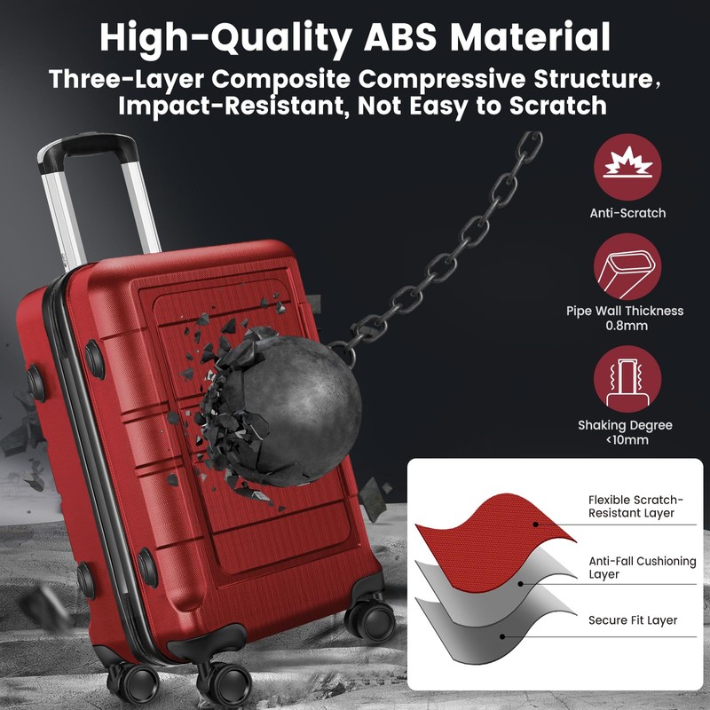 Axidou Luggage Sets with Spinner Wheels (20/24/28 Inch), PC+ABS Suitcase
