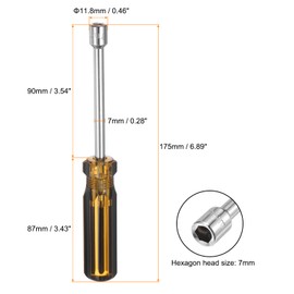HARFINGTON 2pcs Metric Nut Driver 7mm 45# Carbon Steel Non-Magnetic 6 Point Hexagon Socket Wrench Screwdriver with Anti-Slip Handle for Auto Repair