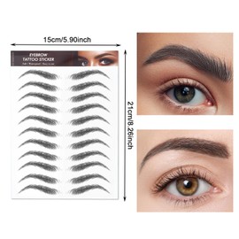 AWAVM 7Sheets/77Pairs 4D Hair-Like Eyebrow Tattoo Stickers Waterproof Natural Fake Eyebrow Stickers,Long Lasting Eyebrow Grooming Shaping Perfect for Women and Girls (Black-10)