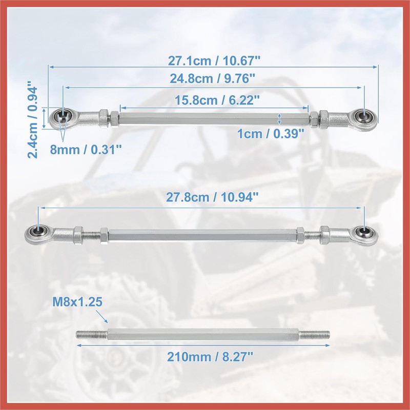 ACROPIX 2pcs 210mm Length 8mm Hole Diamete Adjustable Steering Tie