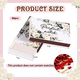 60 Pcs Flower Blank Matches Containers 2.2 x 1.4 x 0.3 Inches Decorative Match Boxes Wedding Party Favor for Guests Bridal Baby Shower Graduation(No Matches) (White Flowers)