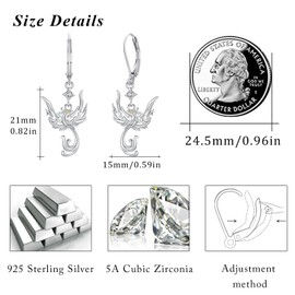 TUGHRA Phoenix Dangly Earrings for Women 925 Sterling Silver Rising Phoenix Dangling Earrings Nirvana Rebirth Phoenix Dangle Jewelry Gifts for Women