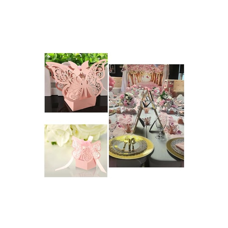 50 Pcs Butterfly Laser Cut Favor Boxes DIY Wedding Birthday