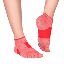 Knitido + Umi ABS Toe Socks for Pilates and Yoga with Arch Support, Red (45)