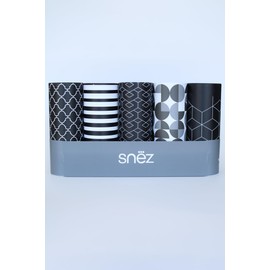 Modern and Attractive Car Tissue Holder, 5 Pack, 50 Tissues Per Cylinder, with Easy Open Lid, 3-Ply Tissues for Your car, Home and Office. Geometric Patterns