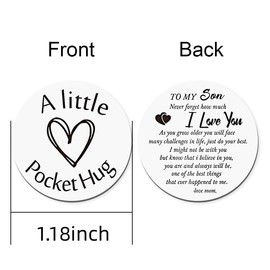 To My Son Gifts from Mom Never Forget How Much I Love You Keychain for Son Christmas Birthday Gifts Pocket Hug Keychain Token for Son Motivational Inspirational Gifts with Leather Case