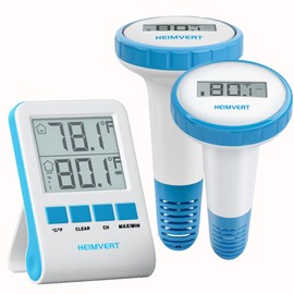 HEIMVERT Wireless Digital Pool Thermometer – Floating, Easy-to-Read Display, IPX8 Waterproof – Indoor/Outdoor Sensor for Hot Tubs, Swimming Pools, Ponds & Aquariums (Mint Blue, 2 Pack)