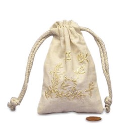 Golden Milkweed Mini Embroidered Muslin Pouch 3" X 5" | Quantity: 24
