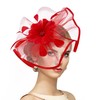 Zinniday Women Fascinators Hat Headband - Red Victorian 2025 Feather