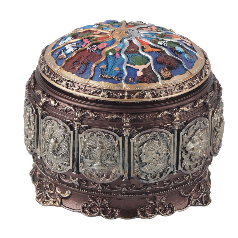 Vintage Music Box with 12 Constellations Rotating Goddess Twinkling LED
