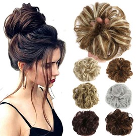 Lelinta Hair Bun Extensions Wavy Curly Messy Donut Chignons Hair Piece Wig Hairpiece Bleach Blonde