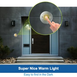 Metal Doorbell Button Wired Round LED Light Doorbell Button Wall Mounted Door Bell Push Buttons for Home, Replacement Door Bell Buttons Most Door Chimes