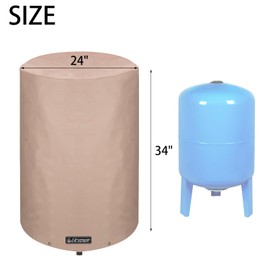 UCEDER Insulated Round Water Pressure Tank Cover 600D Heavy Duty Waterproof and Weatherproof Outdoor Well Covers Great for Winter Freeze Protection (Brown, 24"D x 34"H)