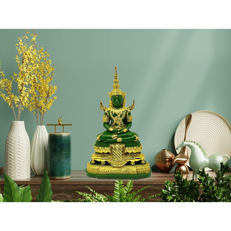 BUDDHO Emerald Buddha Statue 6" H. Knee to Knee 2
