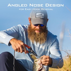 KastKing Paradox 7.5 inch Fishing Pliers, Saltwater Resistant 420 Stainless Steel Fishing Tools, 7.5" Angled Nose Fishing Pliers Hook Remover with Ergonomic Handle, Fishing Gear Line Cutter, Orange