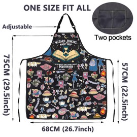 Anime Moving Inspired Aprons Anime Lover Gifts Flame Gift Wizard Jenkins Magic Shop Apron with Pockets for Kitchen Chef (25613 Castle Apron)