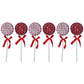 BWG XL Red White Lollipop Lolly Christmas Tree Baubles Decorations - Set of 6